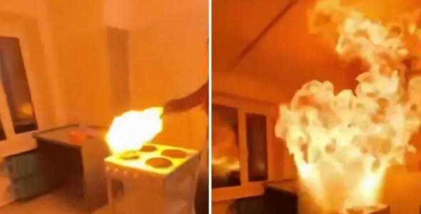 У Тернополі студенти так готували їжу, що за секунду спалахнув гуртожиток університету: відео моменту